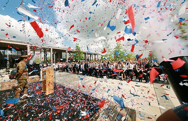The ceremony in Heroes' Square at the National Memorial Arboretum