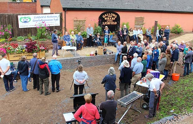 Members celebrating the 30th anniversary of the Lichfield and Hatherton Canals Restoration Trust