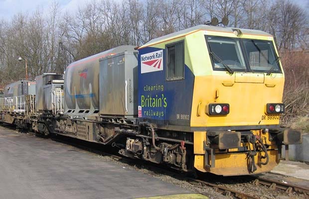 One of the leaf-blasting trains