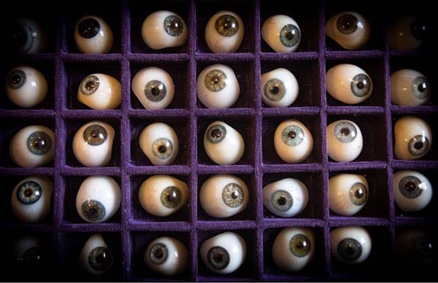 Some of the glass eyes found in Lichfield