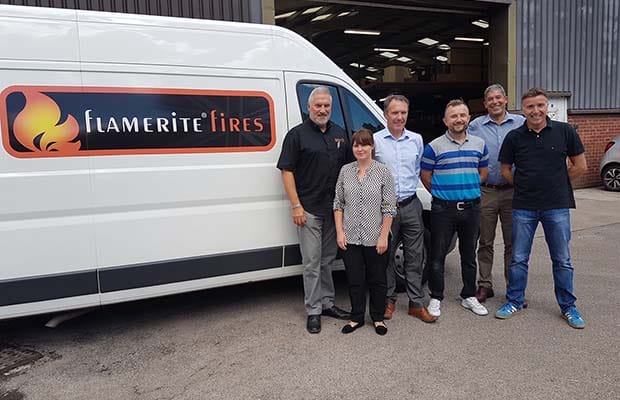 John Watts with members of the Flamerite Fires team