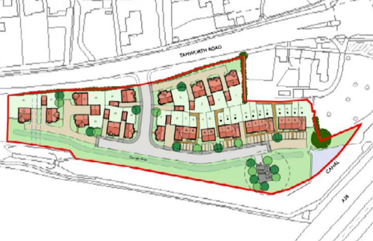 The proposed layout of the new houses on land off the Tamworth Road