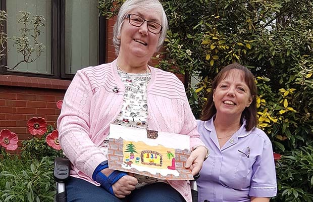 Lynda Ward with Heather Hemming from the St Giles Hospice day hospice