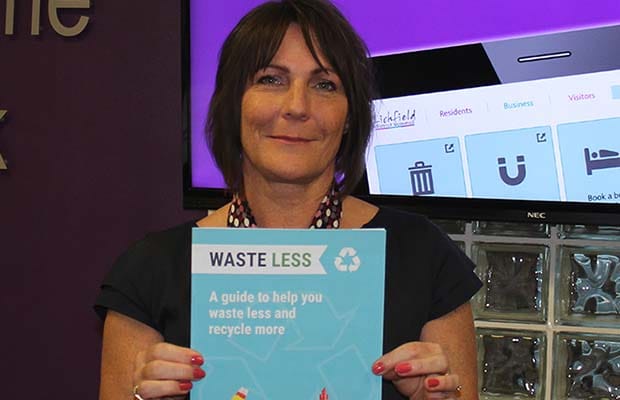 Lichfield District Council employee Karen Wood launching the new recycling guide