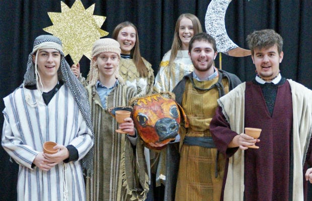 Pupils of The Friary School in rehearsal for their production of The Shepherds