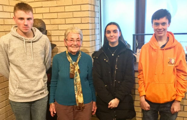 Edith Kurcz Jayne with students from Lichfield Cathedral School