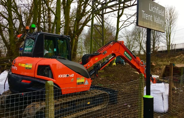 Work taking place on the new lifts at Lichfield Trent Valley station