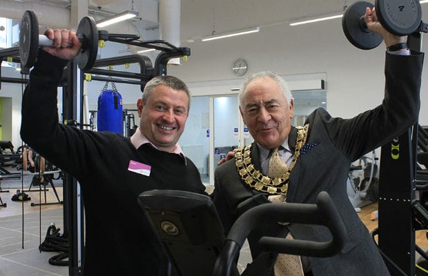 Stuart Hoddinott shows Cllr Bob Awty some of the refurbished facilities at Burntwood Leisure Centre