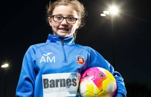 Aimee Meakin with one of the Fairtrade Fortnight footballs