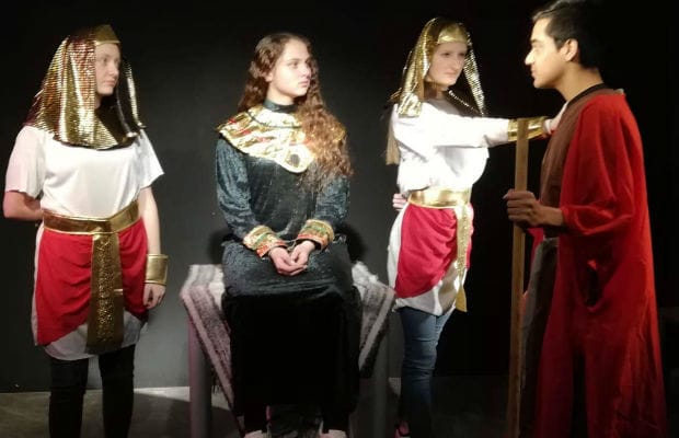 Members of the Limburg group in rehearsal for their production of Exodus into Egypt