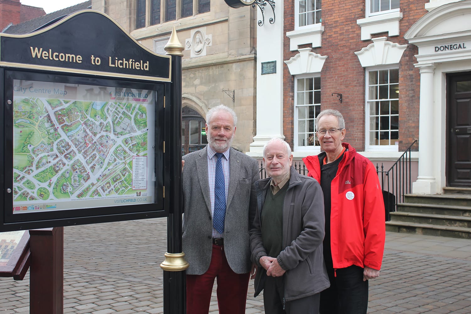 Cllr Ian Pritchard with Brian Pretty from the Lichfield District Tourism Association and Cllr David Dundas
