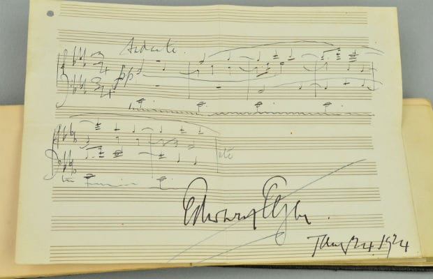 The musical score signed by Sir Edward Elgar