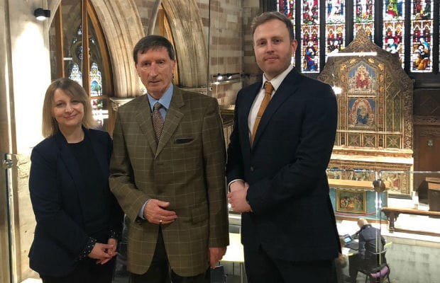 Sarah Milward and Richard Knight from IM Land with Nick Sedgwick (centre), chair of trustees at The Guild of St Mary’s