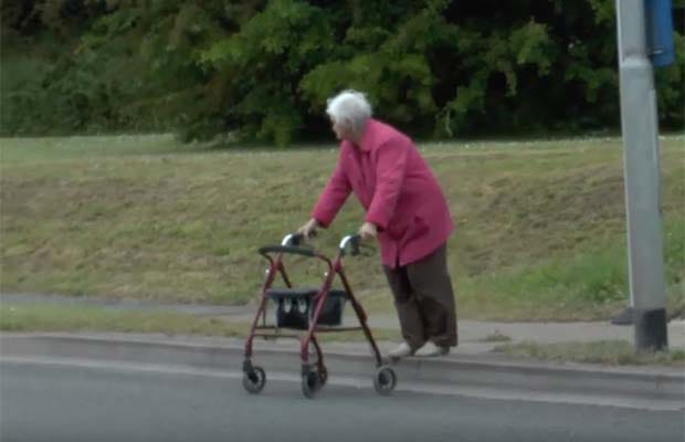 A resident crossing at Eastern Avenue