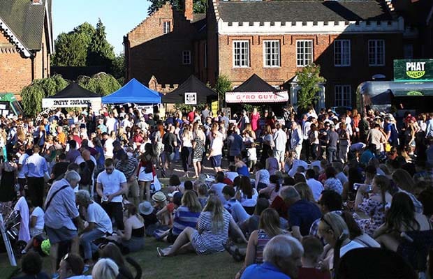 Crowds enjoying a festival in Lichfield