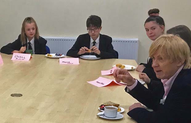 Michael Fabricant answering questions from students at Erasmus Darwin Academy