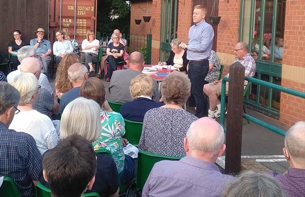 Cllr Doug Pullen speaking at the public meeting