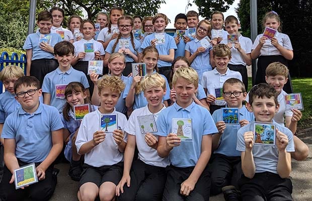 Scotch Orchard pupils with copies of their CD