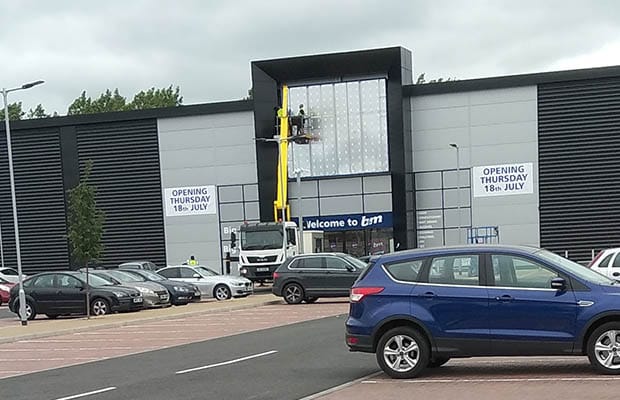 Signage going up at the new B&M store in Lichfield
