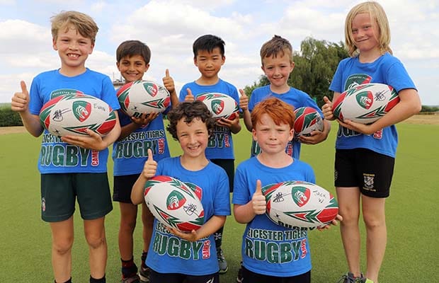 Kids at a Leicester Tigers training camp
