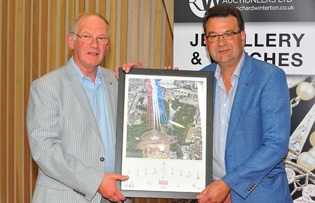 Michael Mullarkey and Richard Winterton with the limited edition signed Red Arrows artwork