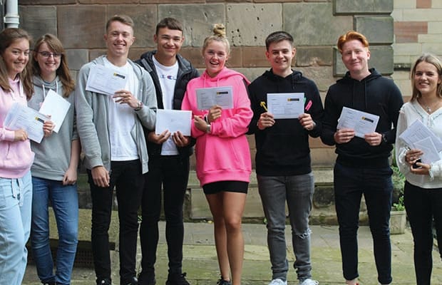 Students from Lichfield Cathedral School collecting their results