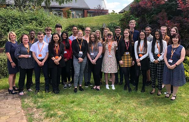 Summer school students with members of the St Giles Hospice team
