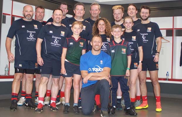 Members of the Lichfield team with Jonny Wilkinson