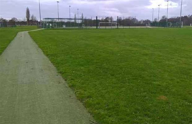Some of the sports pitches at the former Joint Defence Medical Services site in Whittington