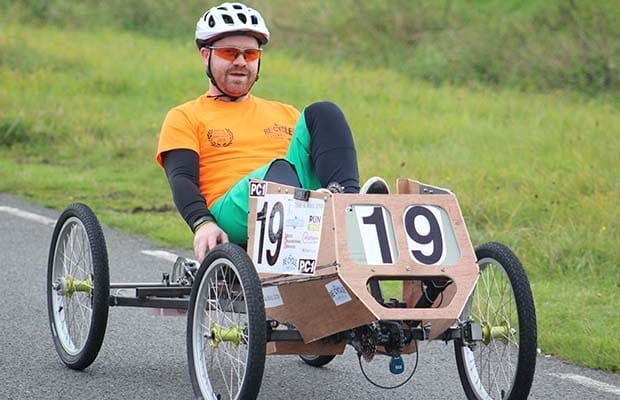 The Lichfield Re:Cycle pedal car in action