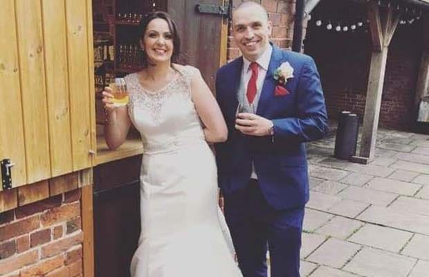 Vikki and Phil Kemp on their wedding day