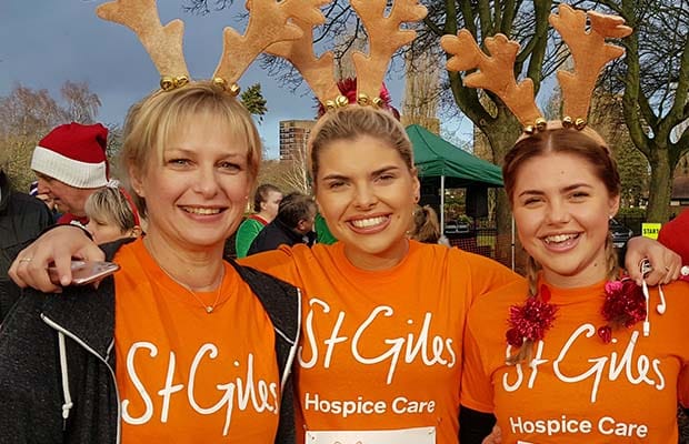 Mandy Bates (left) taking part in last year’s Rudolph Run with her daughters Chloe and Abbie