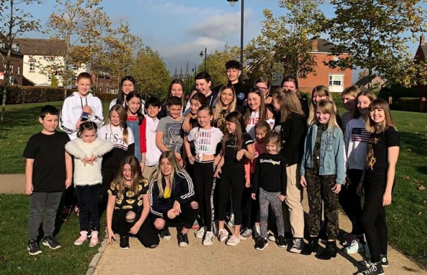 Jayden Revri with students from Inca Arts Lichfield