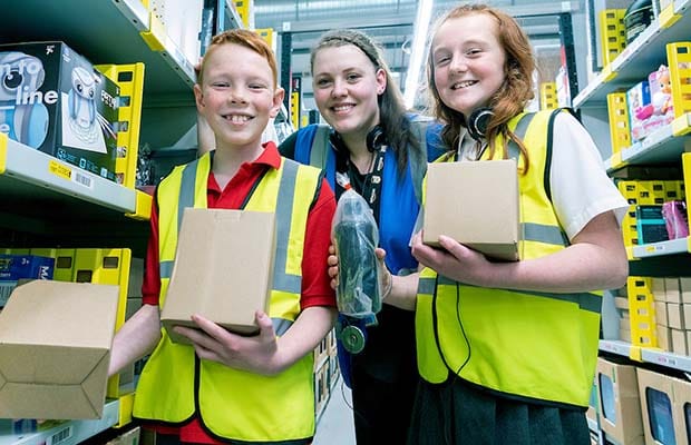 Pupils from Greysbrooke Primary School during their visit to the Amazon centre in Rugeley