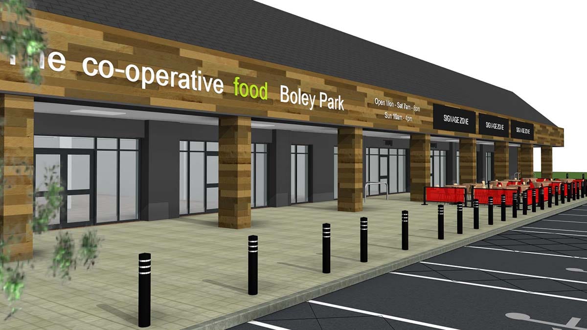 An artist's impression of the new Central England Co-operative store on Boley Park