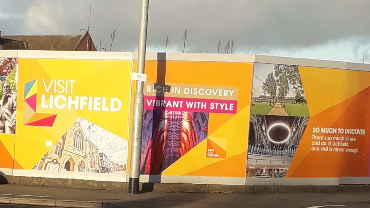The new images over the hoardings at the former Friarsgate site