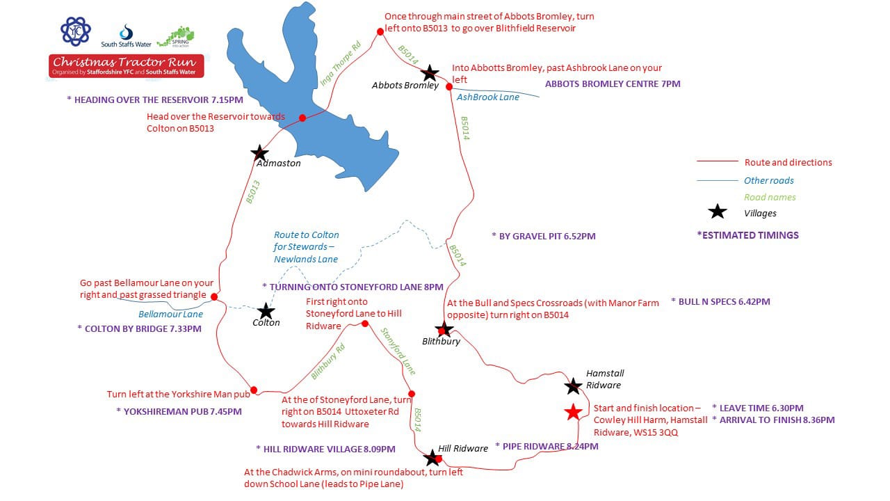 The route of the tractor run