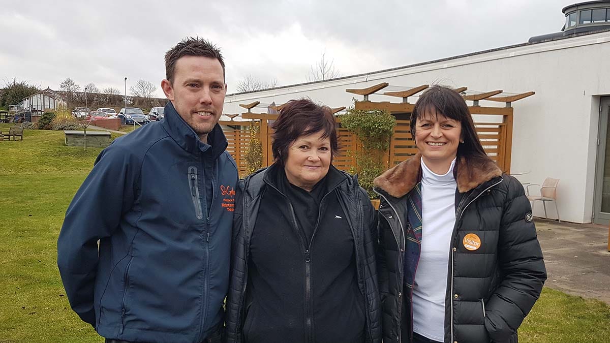 Karen Tatlow (right) with Adam Whitehead and Dawn Hales from St Giles Hospice