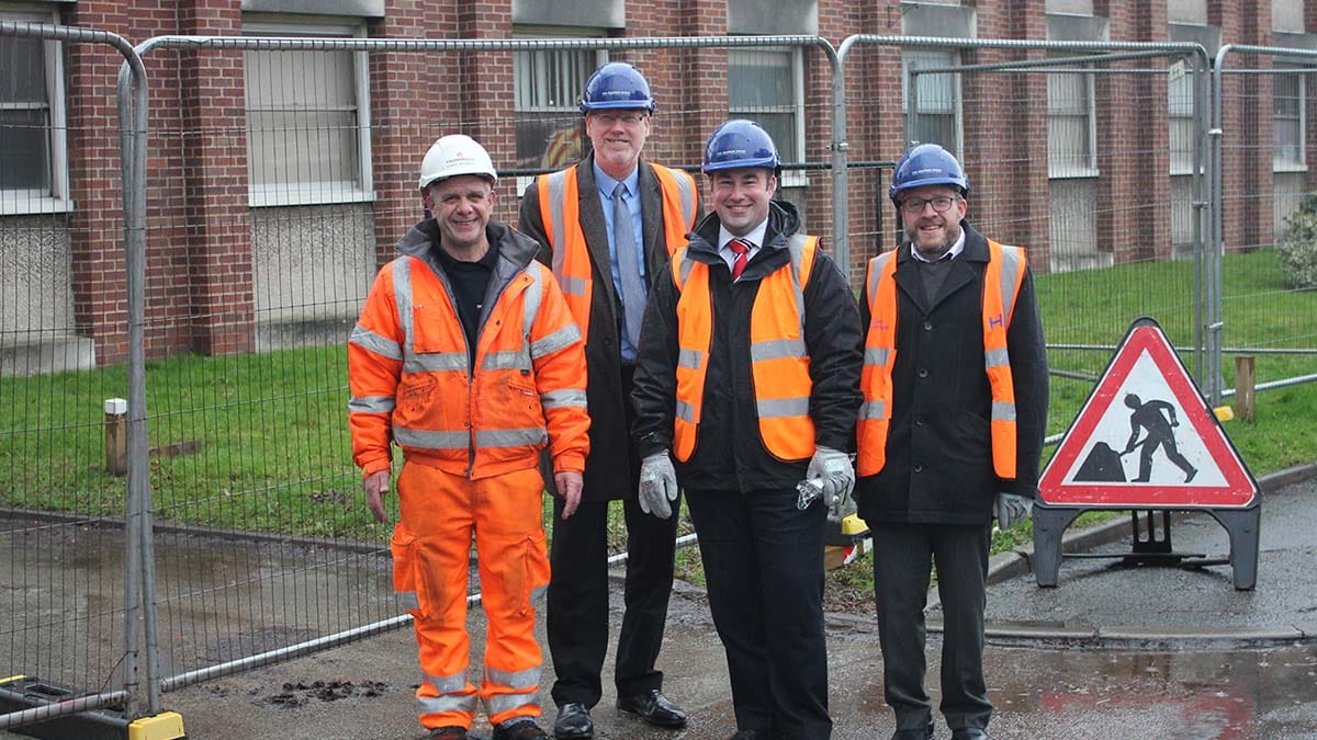 Albert Bouncer from The Coleman Group outside the former police station with Lichfield District Council representatives Craig Jordan, Cllr Iain Eadie and Stephen Stray