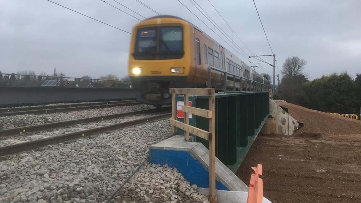 A train passing over the new bridge