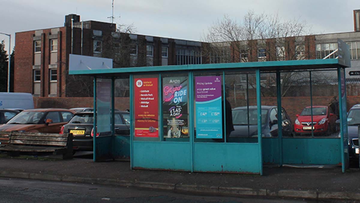 Lichfield bus station with the former police station behind