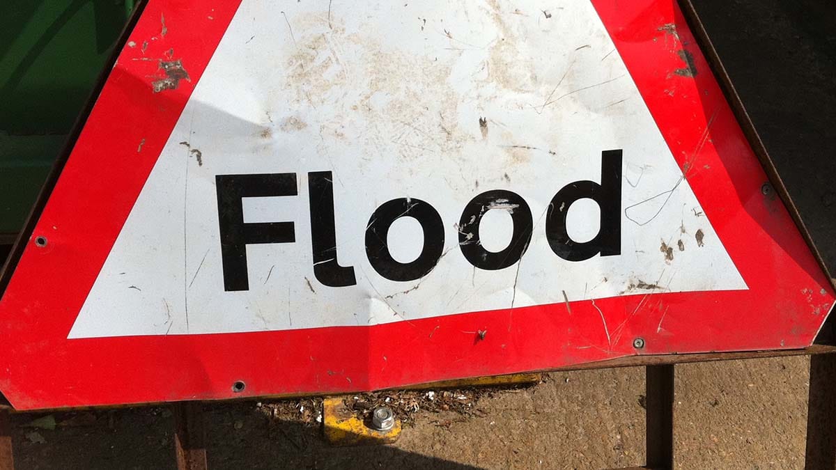 Flood sign. Picture: Howard Lake