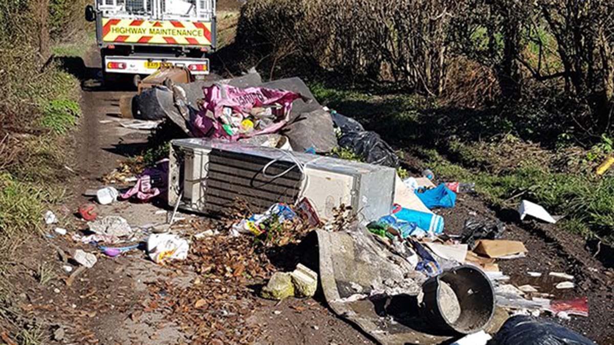 The rubbish dumped across the road in Hopwas