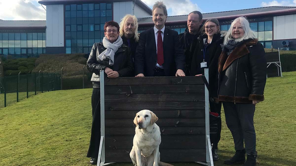Police dog Emma with Matthew Ellis and the new welfare volunteers