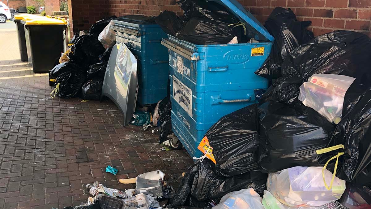 Piles of rubbish outside Armada House