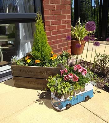Some of the planters at The Spires care home