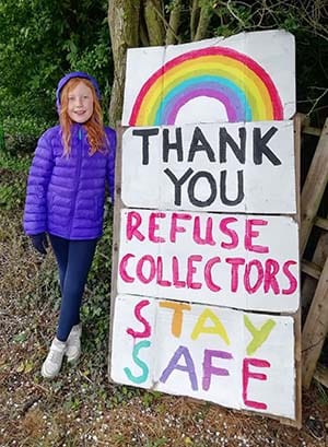 Isla Connelly with her sign