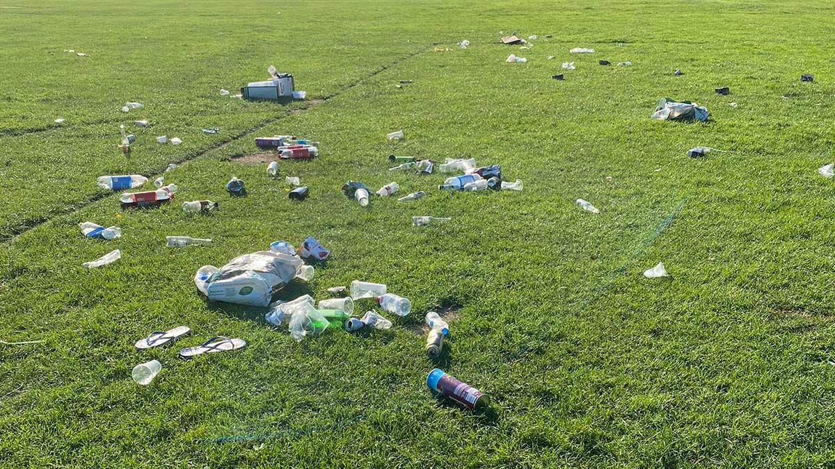 Rubbish left behind in Beacon Park