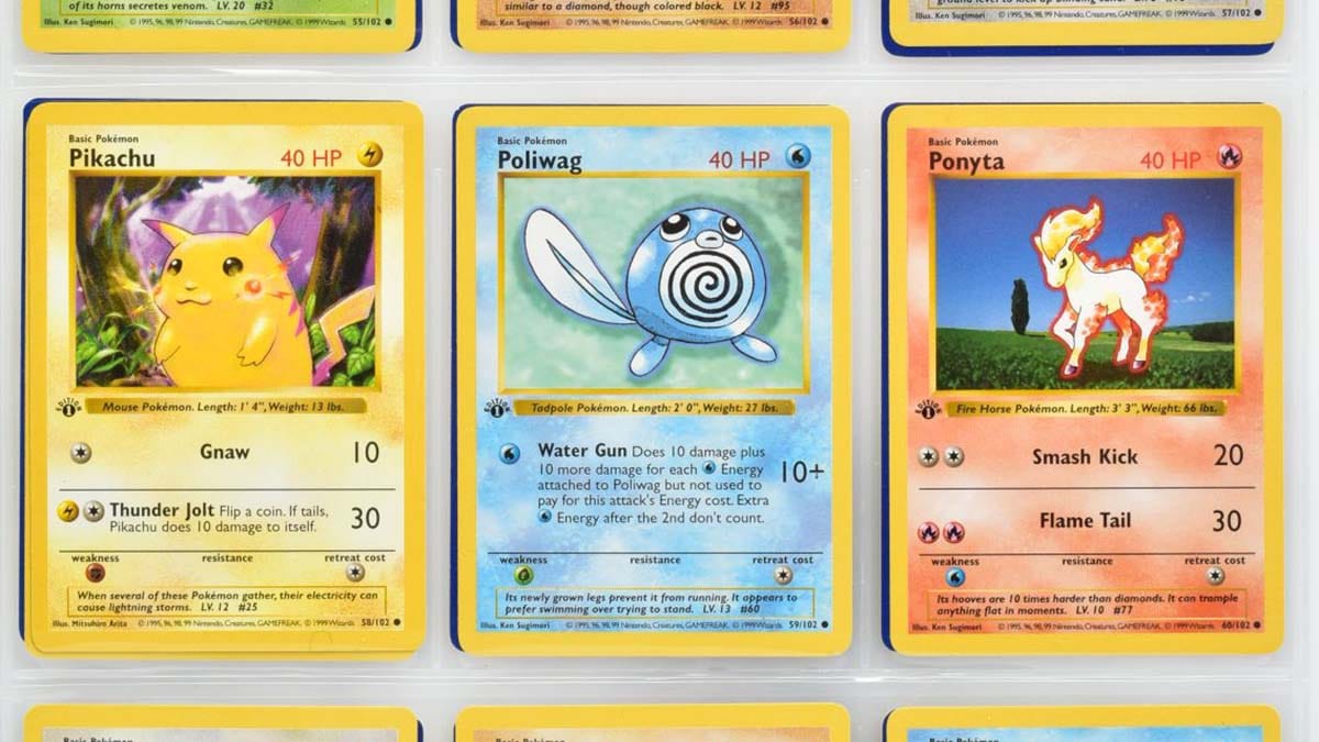 Some of the Pokemon cards in the collection
