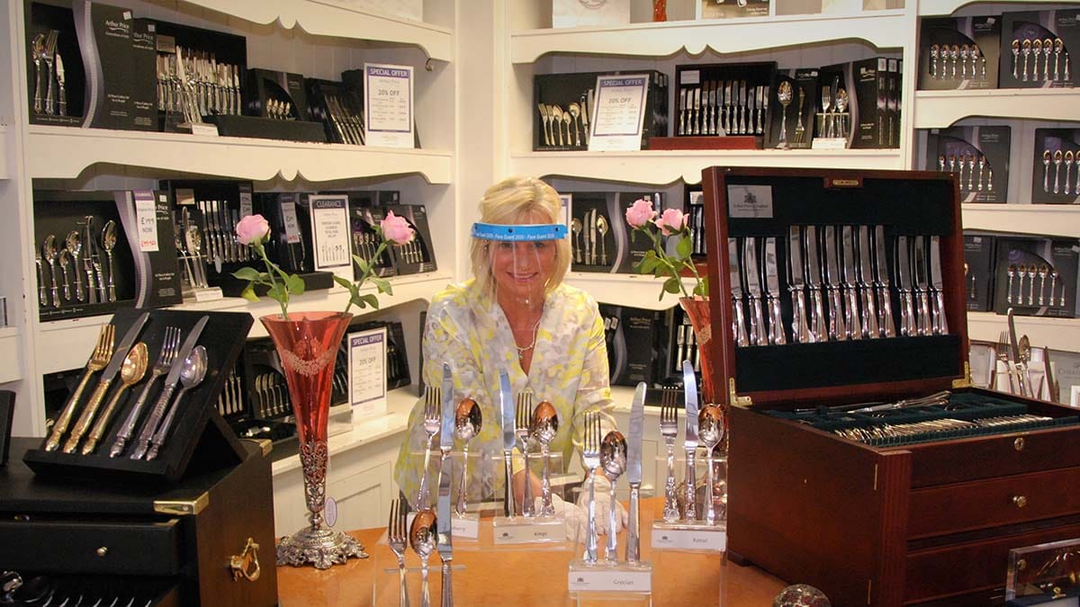 Arthur Price employee Beverley Shepherd at the factory shop in Lichfield